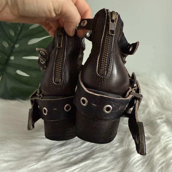 Freebird by Steven Black Leather Moto Boots buckles harness - Picture 11 of 11